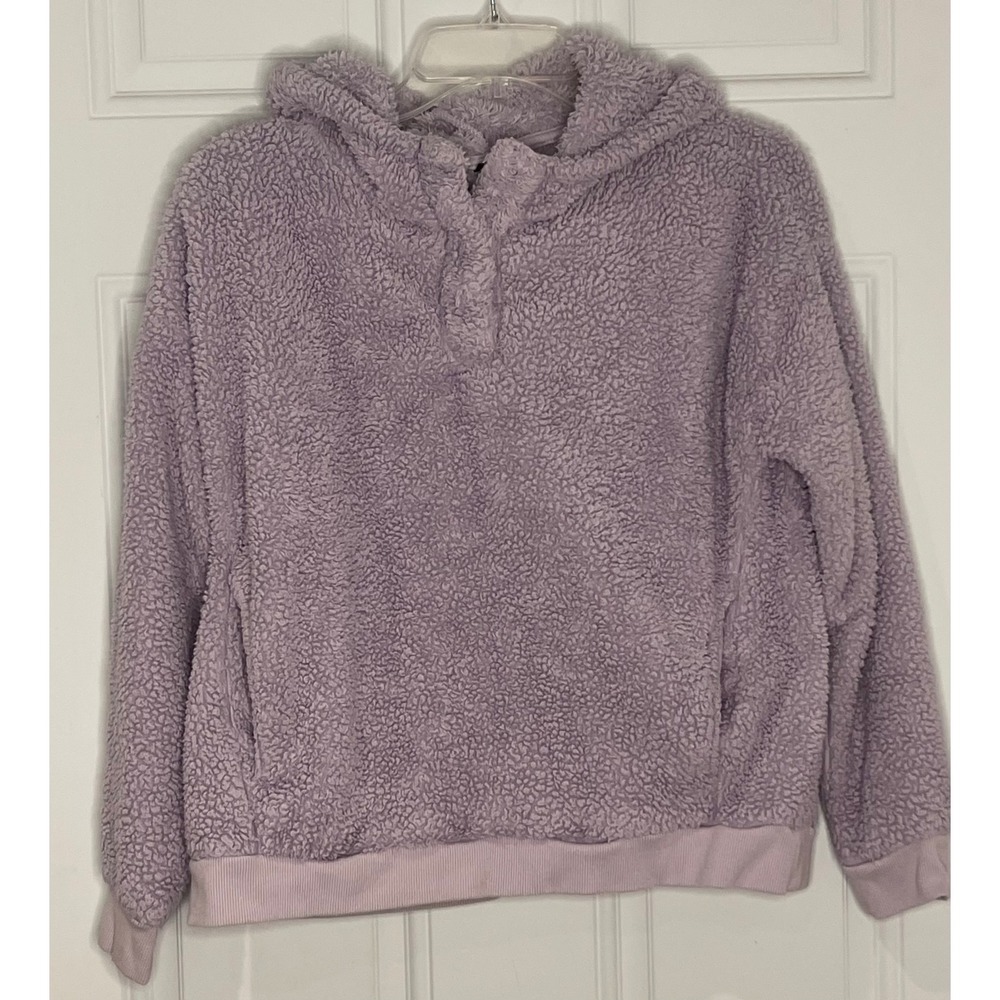 Lukka Lux Women's Large Lavender Teddy Sherpa Fleece Hoodie Pullover